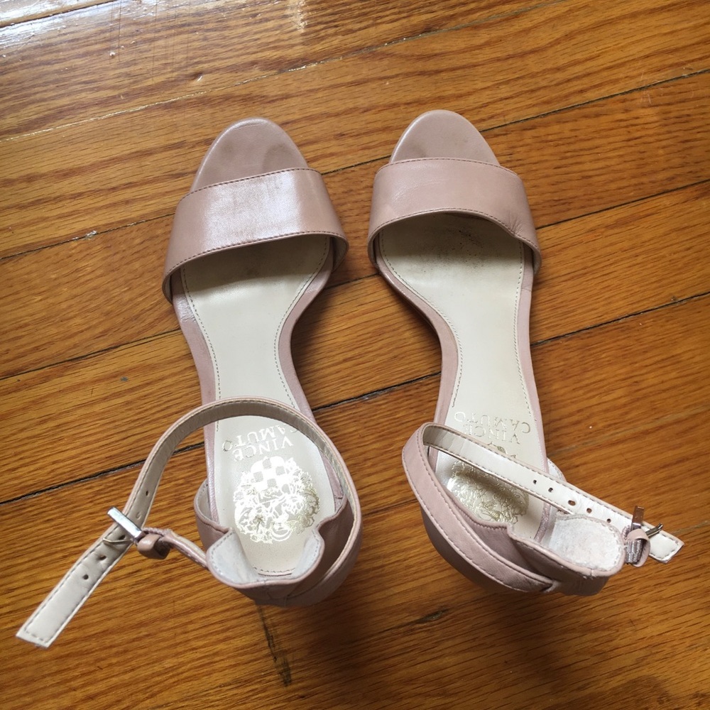 Vince Camuno Leather Ankle-Strap Heel (Blush)